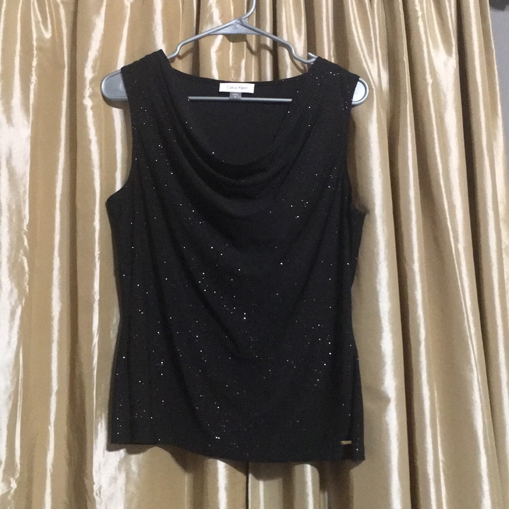 Calvin Klein Black Glitter Top Size M